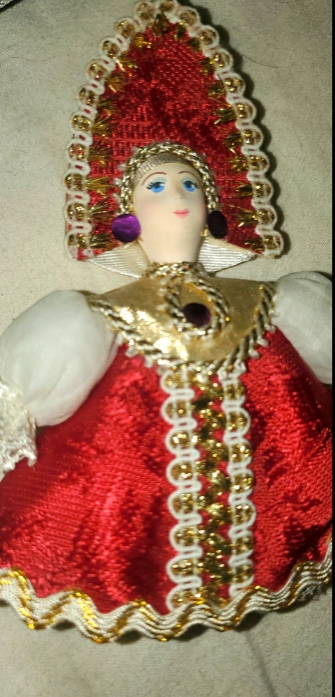 Russian porcelain face christmas ornament